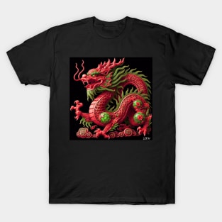 red crimson wood mexican quetzalcoatl dragon ecopop in render art T-Shirt